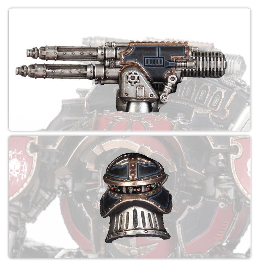 Warlord Titan Weapons: Quake Cannon, Conversion Beam Extirpator, Paired Gatling Blasters, and Paired Turbo-Laser Destructors