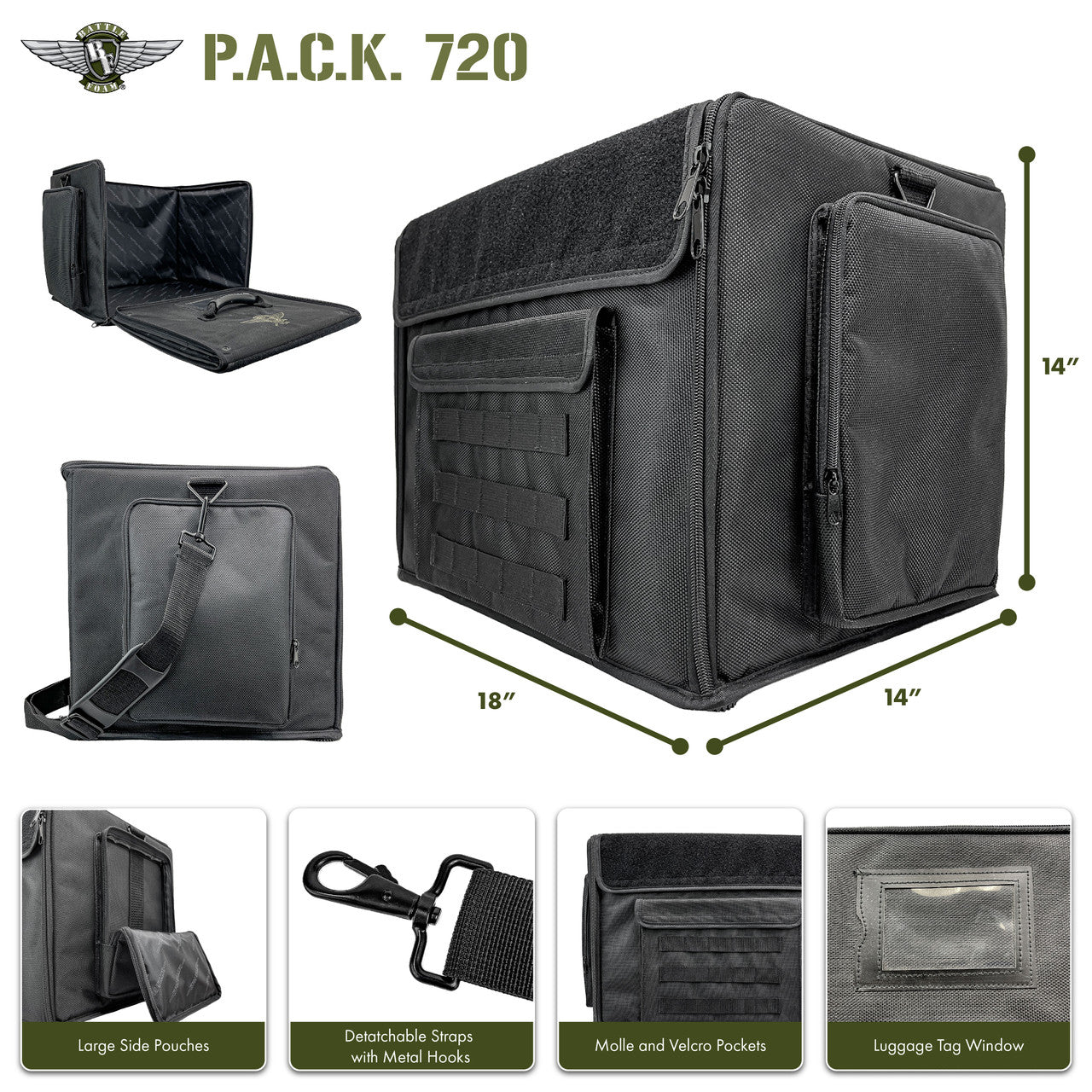 P.A.C.K. 720 Molle with Magna Rack Sliders Load Out (Black)