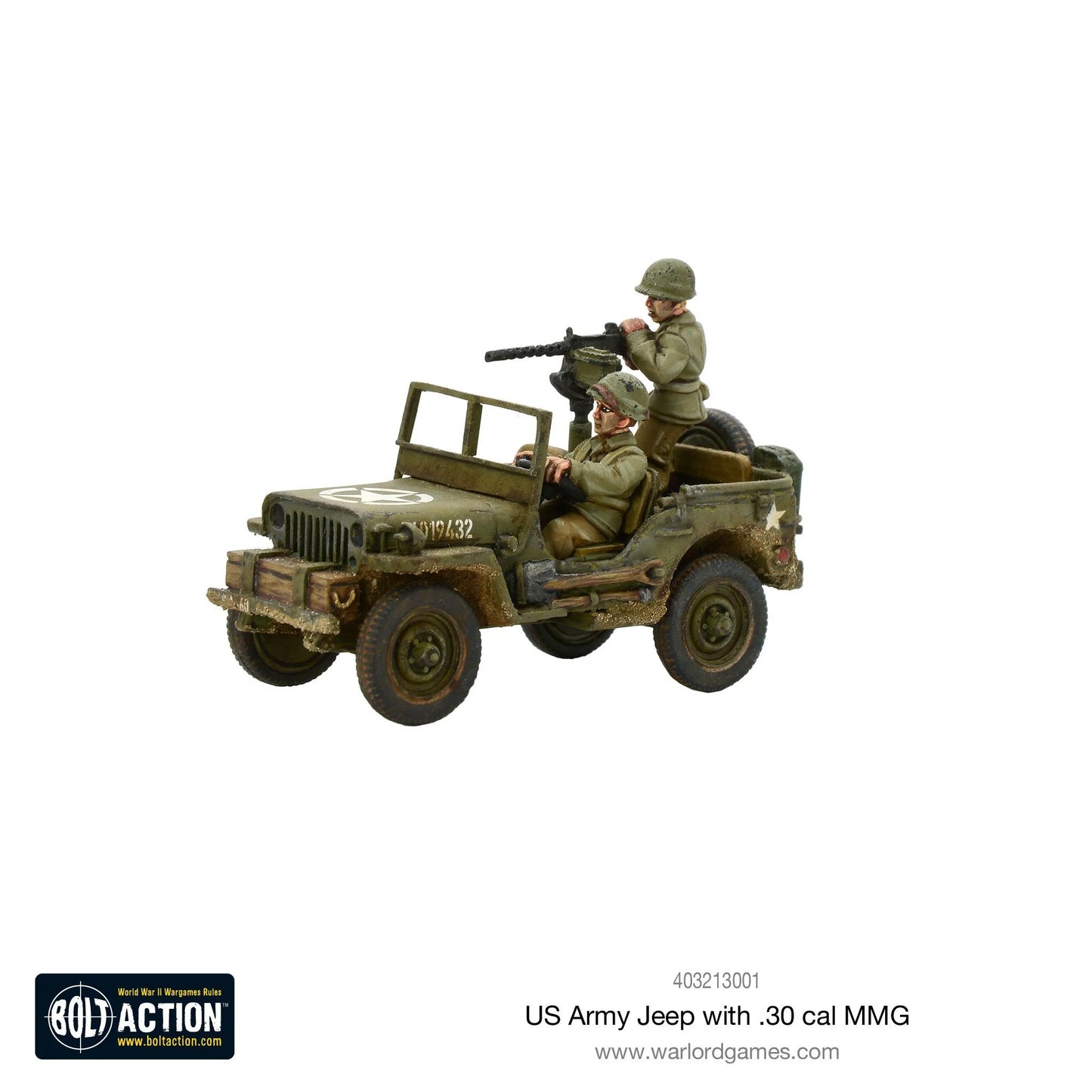 Jeep de l'armée américaine avec mitrailleuse MMG de calibre 30