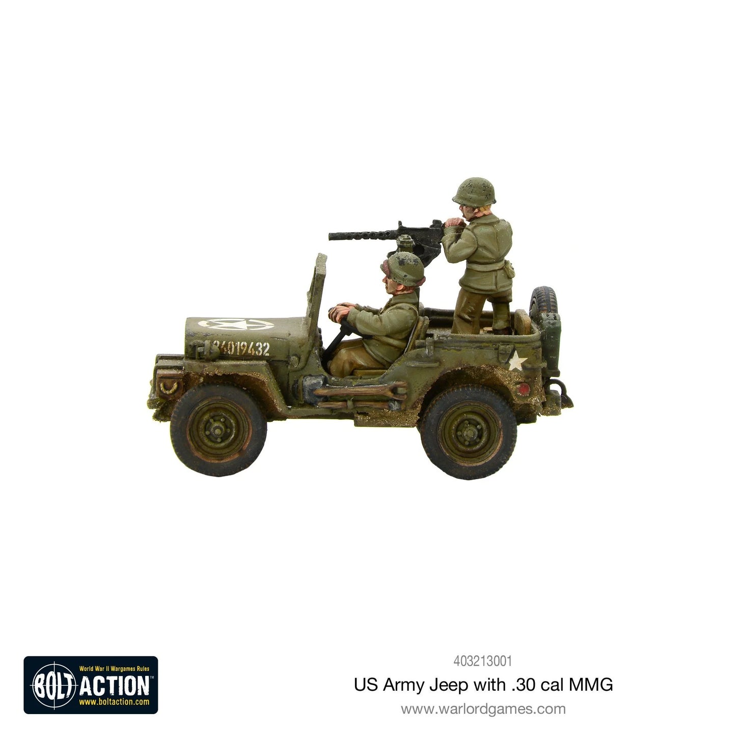 Jeep de l'armée américaine avec mitrailleuse MMG de calibre 30
