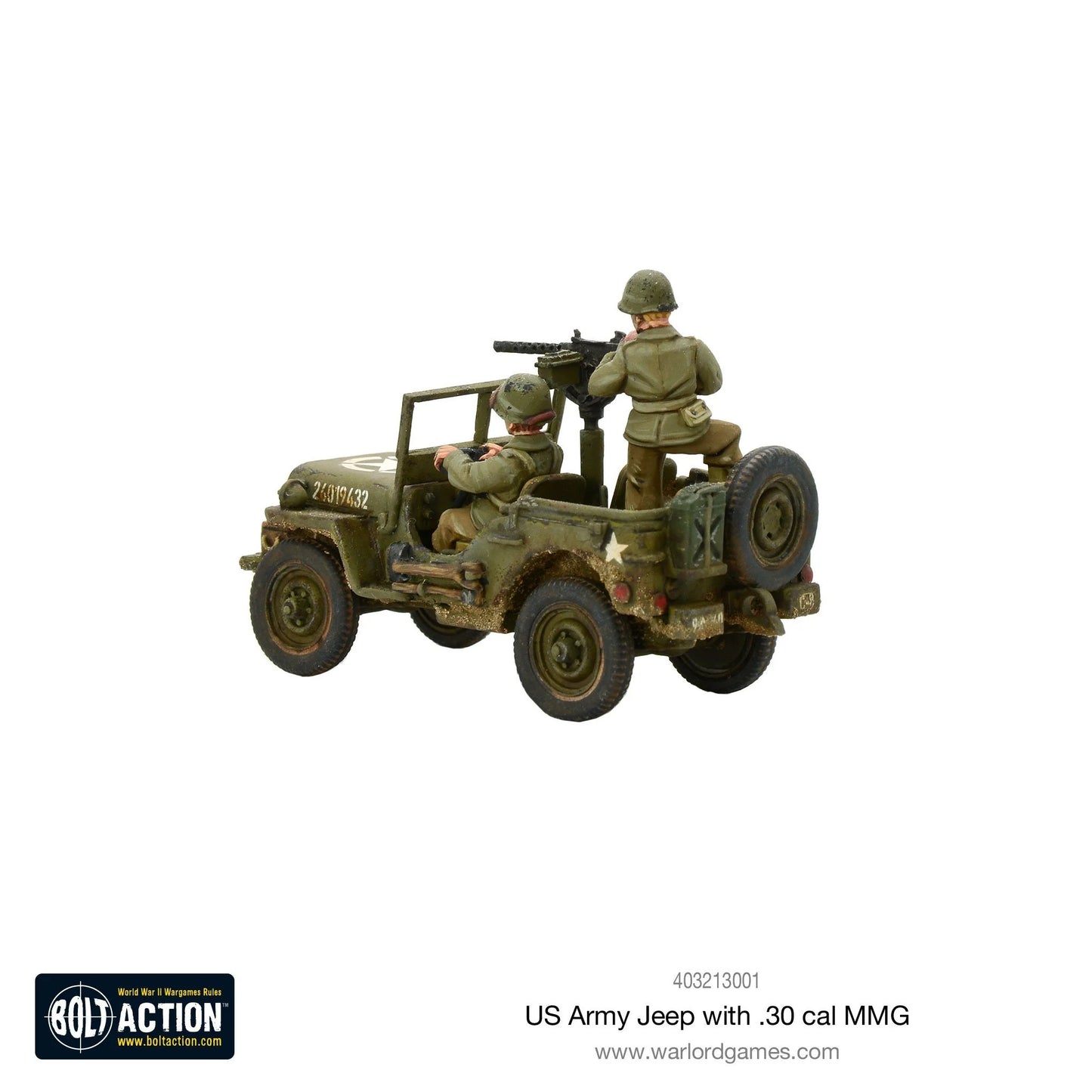 Jeep de l'armée américaine avec mitrailleuse MMG de calibre 30