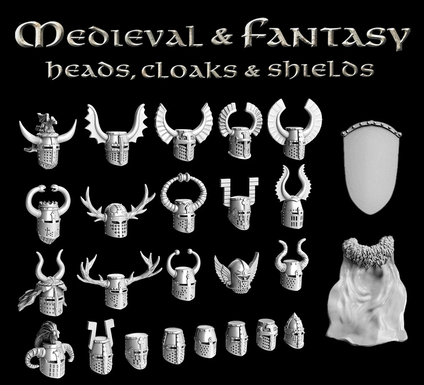 Medieval & Fantasy Heads, Cloaks & Shields